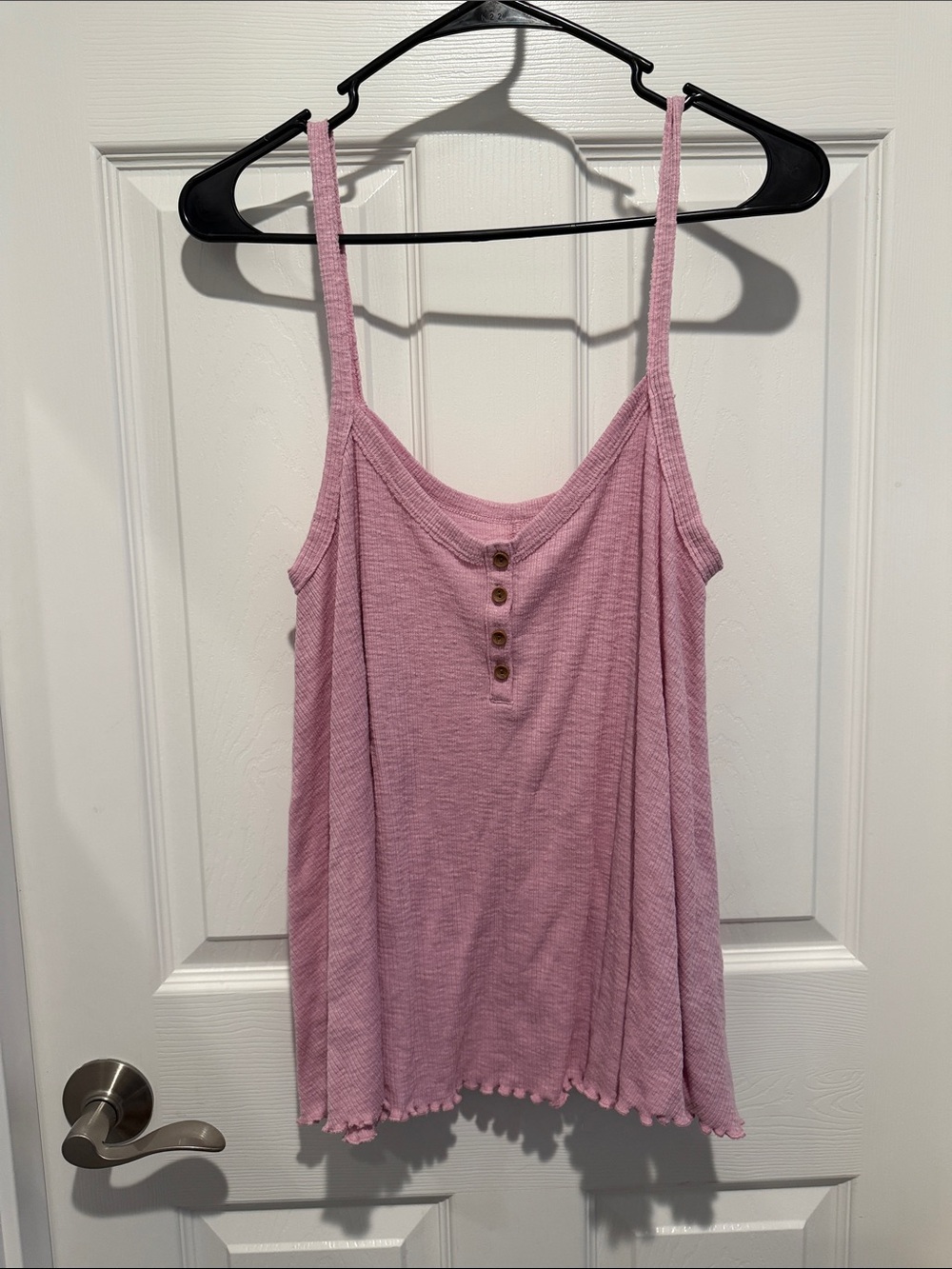 American Eagle Outfitters Pink Ribbed Button-Front Tank